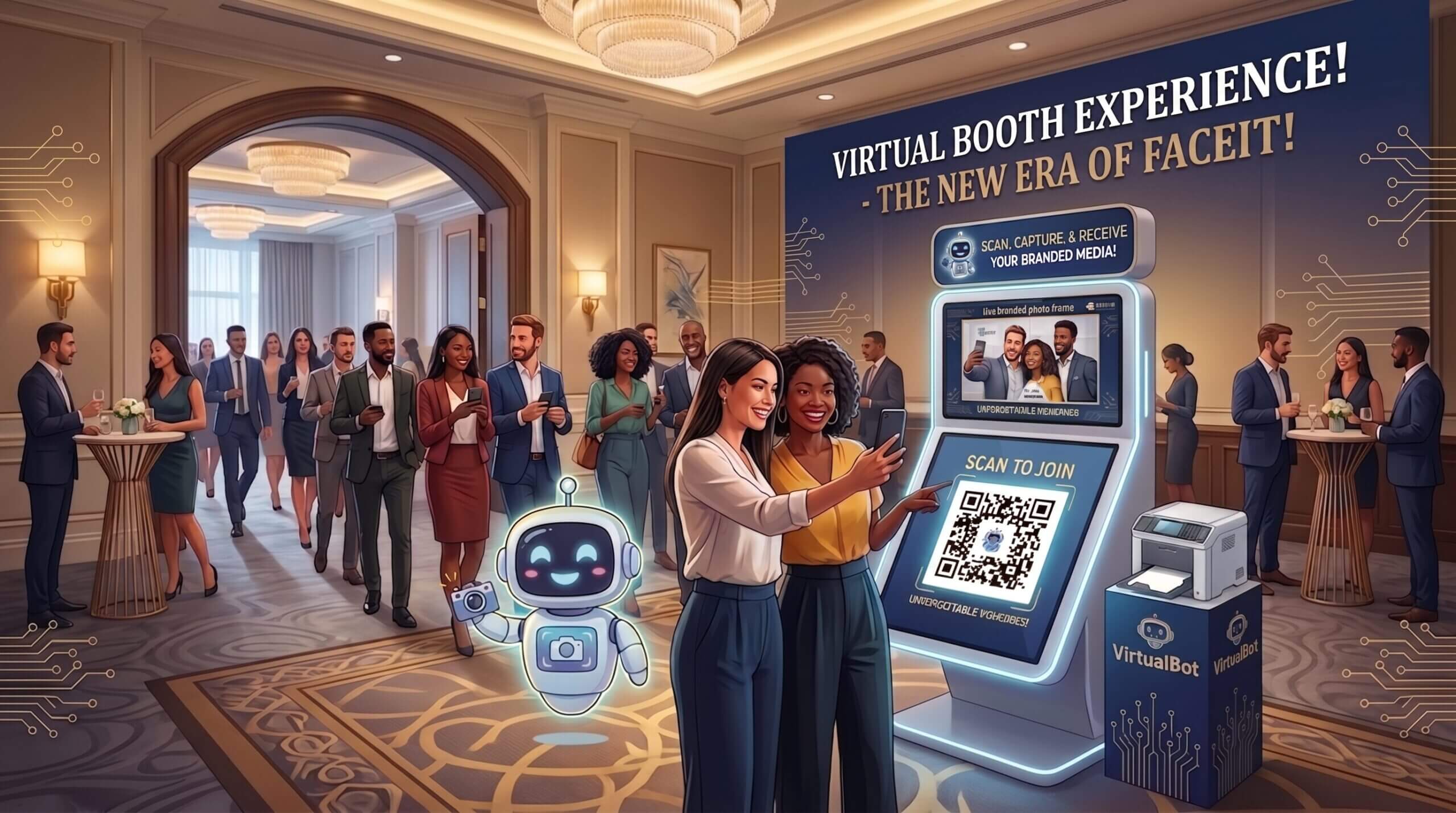 Virtual Booth Experience - אורחים סורקים קוד QR מעמדת הצילום הדיגיטלית של FaceIt